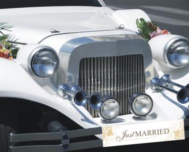 Autoschild "Just Married" in gold
